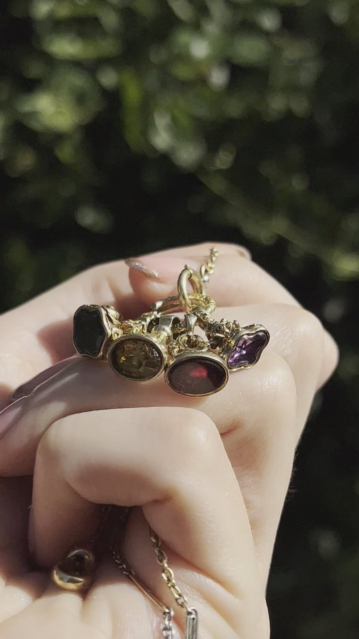 Rare All Original Georgian Writing Ring with 5 Fobs