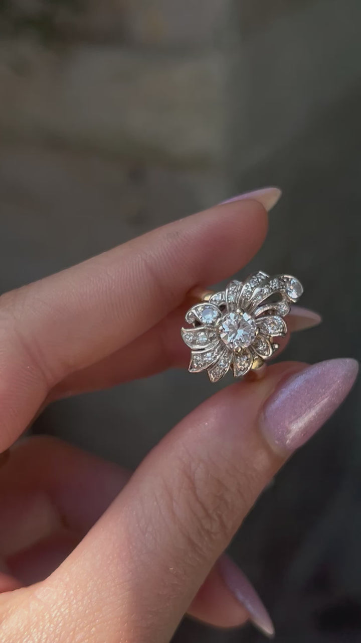 Vintage 1940’s Retro “Plume” Cluster Ring