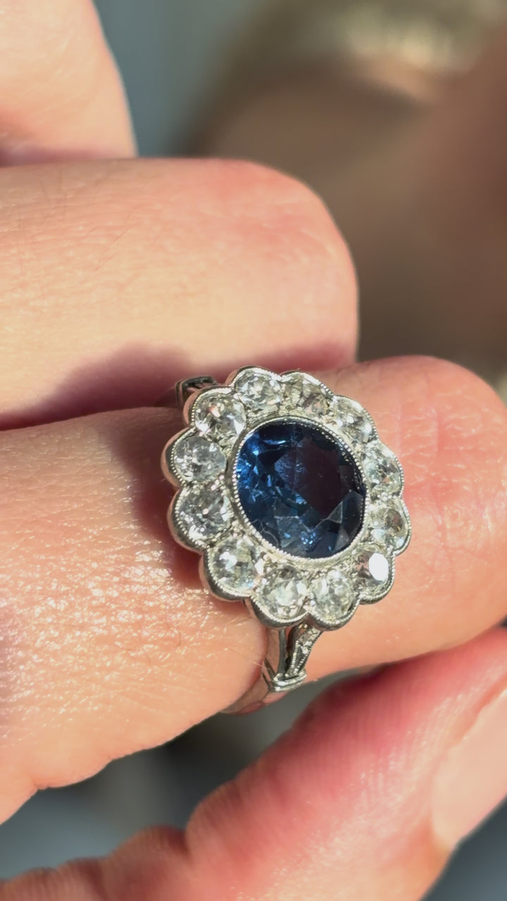 Edwardian Sapphire And Diamond Ring in Platinum