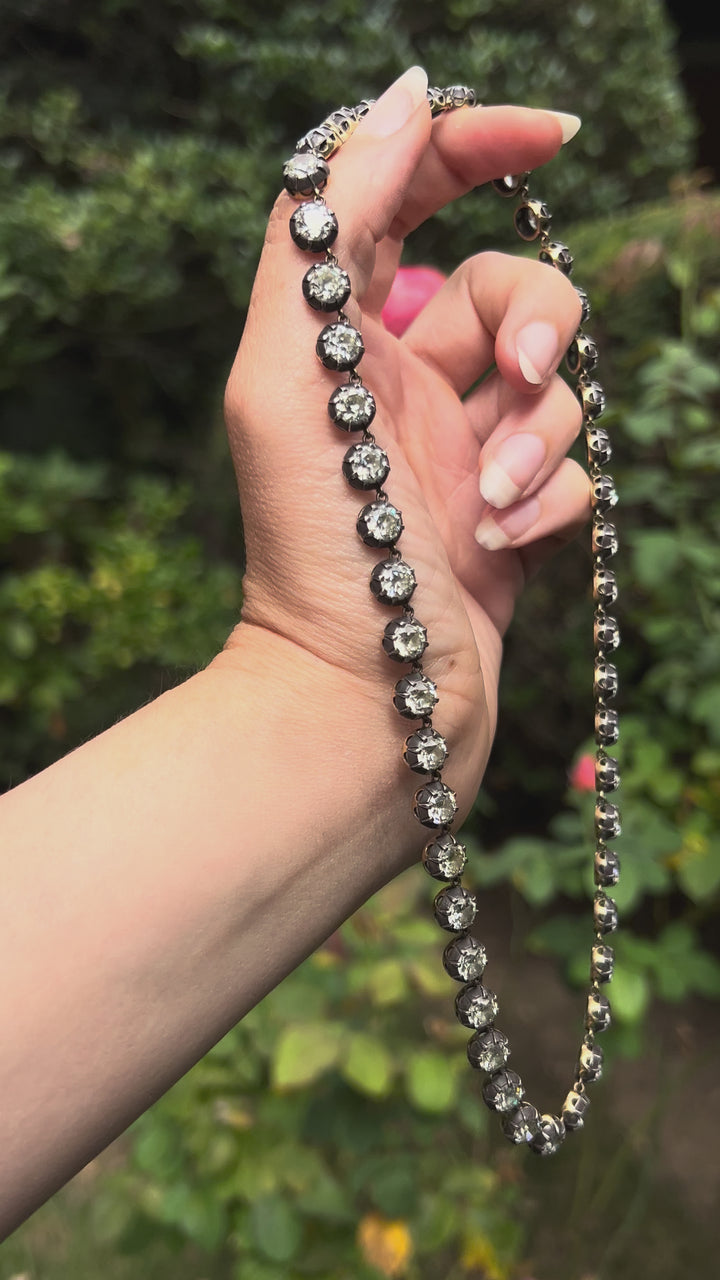 34.95ctw OEC Diamond Rivière | 18ct + Sterling, 47 Stones | 17.25"