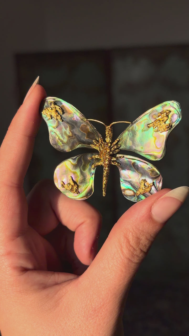 Madame Butterfly; Signed Mellerio Butterfly Brooch Mint in the Original Box c. 1970