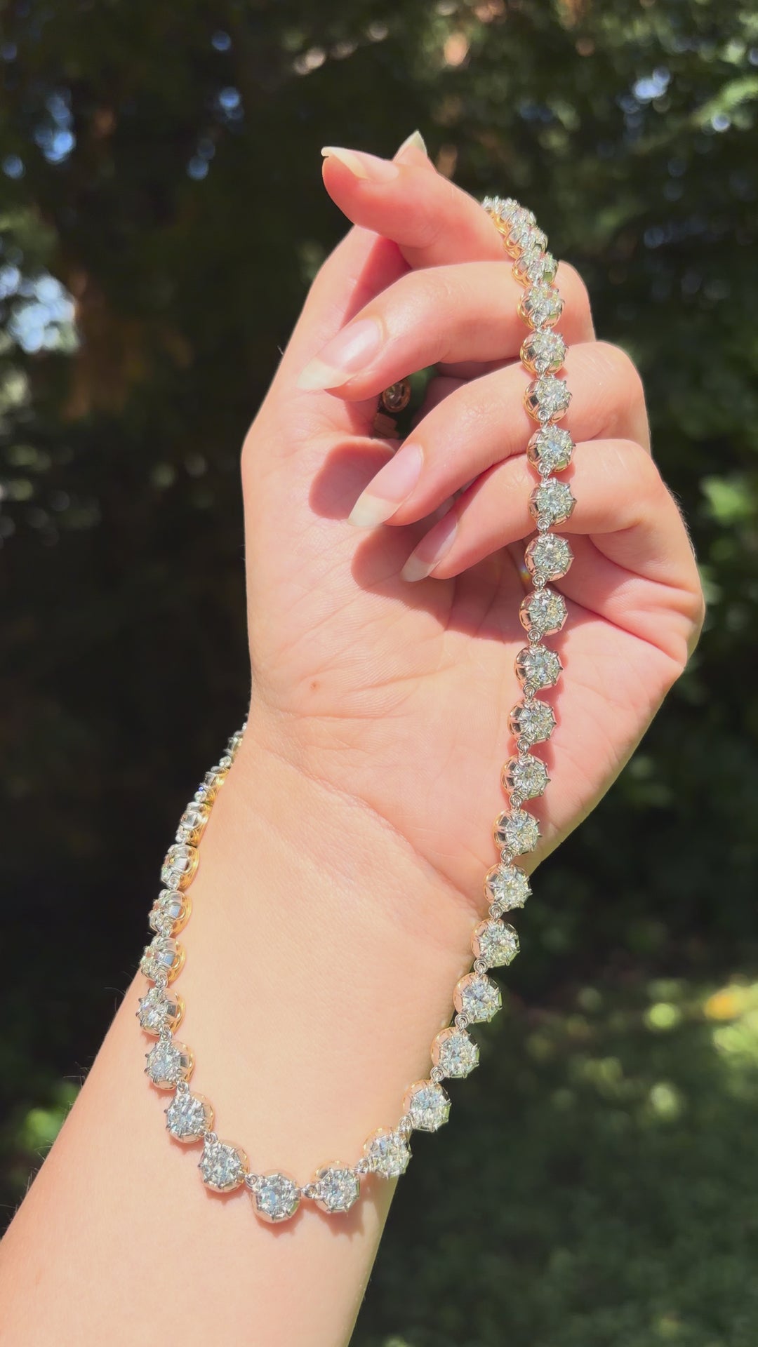 Belle Époque Platinum-Topped 18ct OEC Diamond Rivière | 23.52ctw 48 Stones | 15.75"