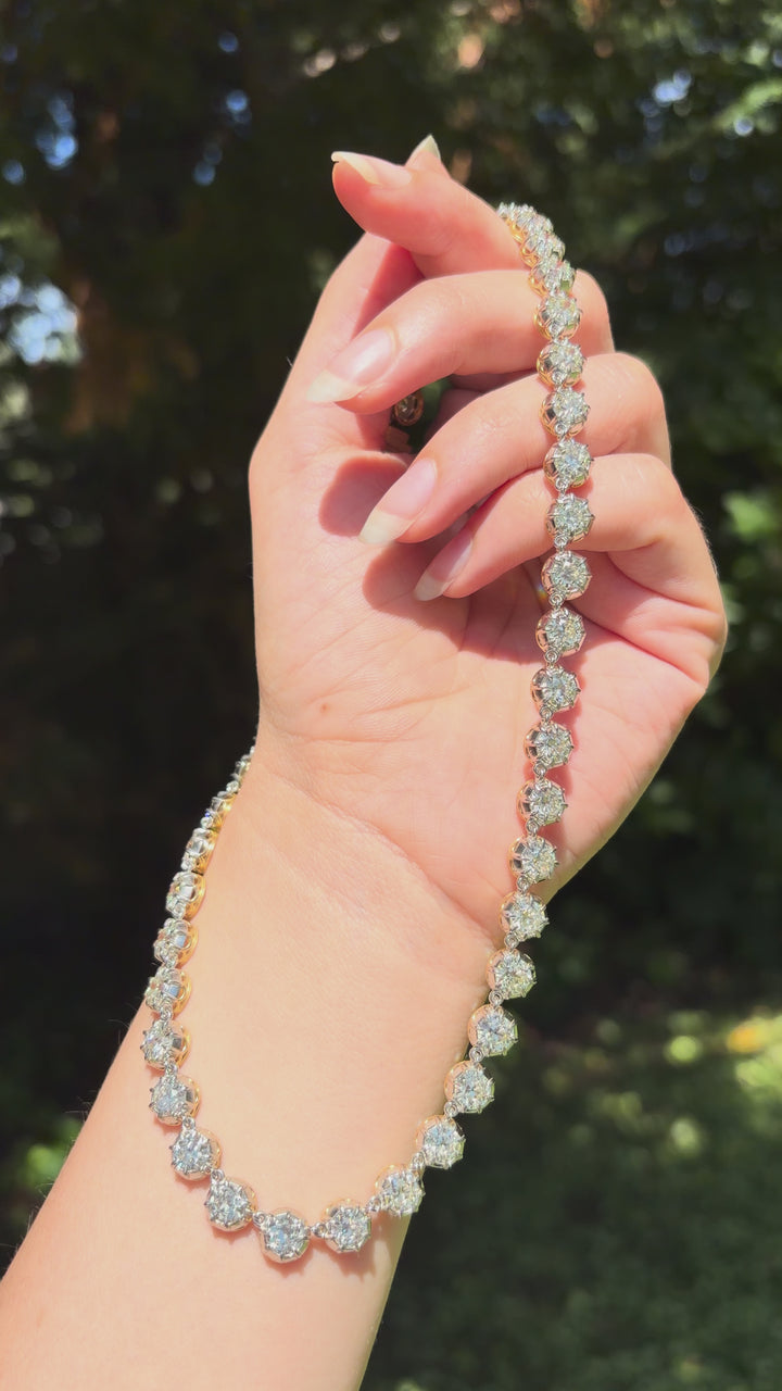 Belle Époque Platinum-Topped 18ct OEC Diamond Rivière | 23.52ctw 48 Stones | 15.75"