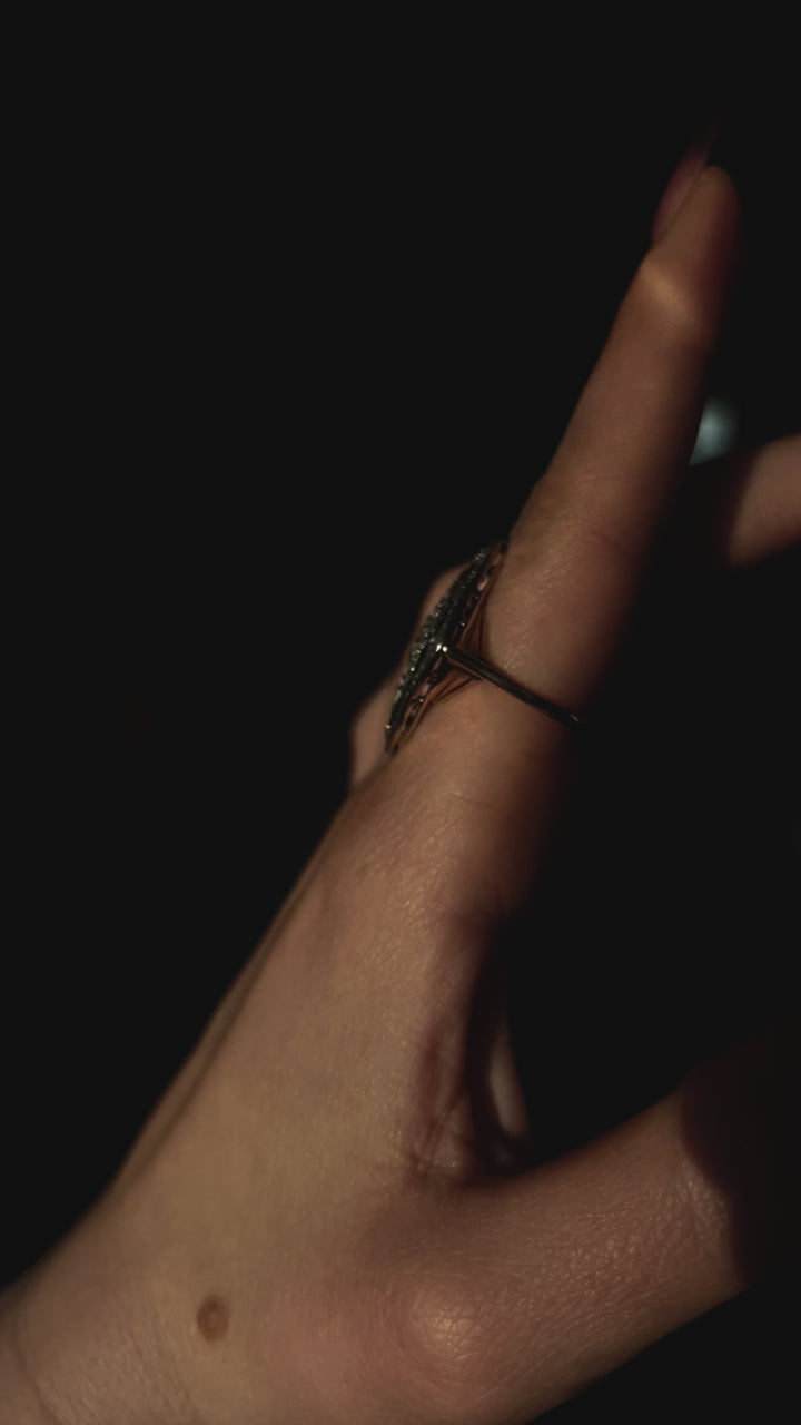 Art Deco Diamond and Sapphire Cocktail Ring Platinum 14ct