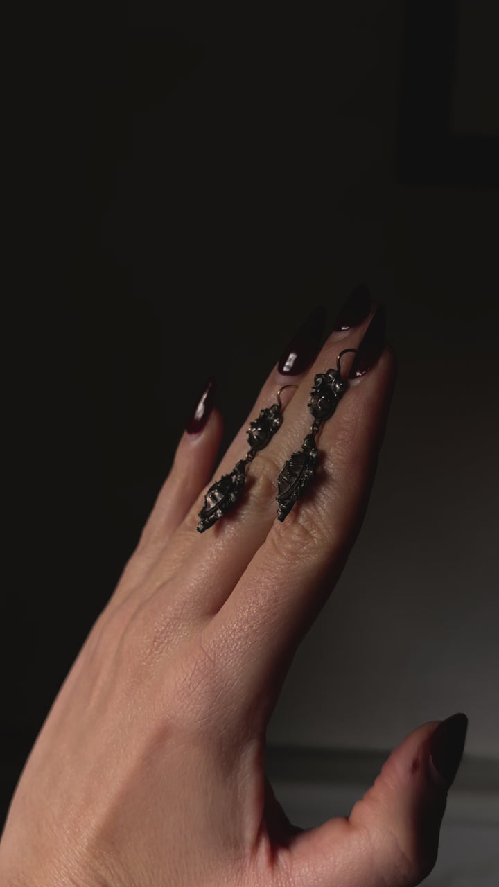 Georgian Rose Cut Diamond Crowned Heart Earrings