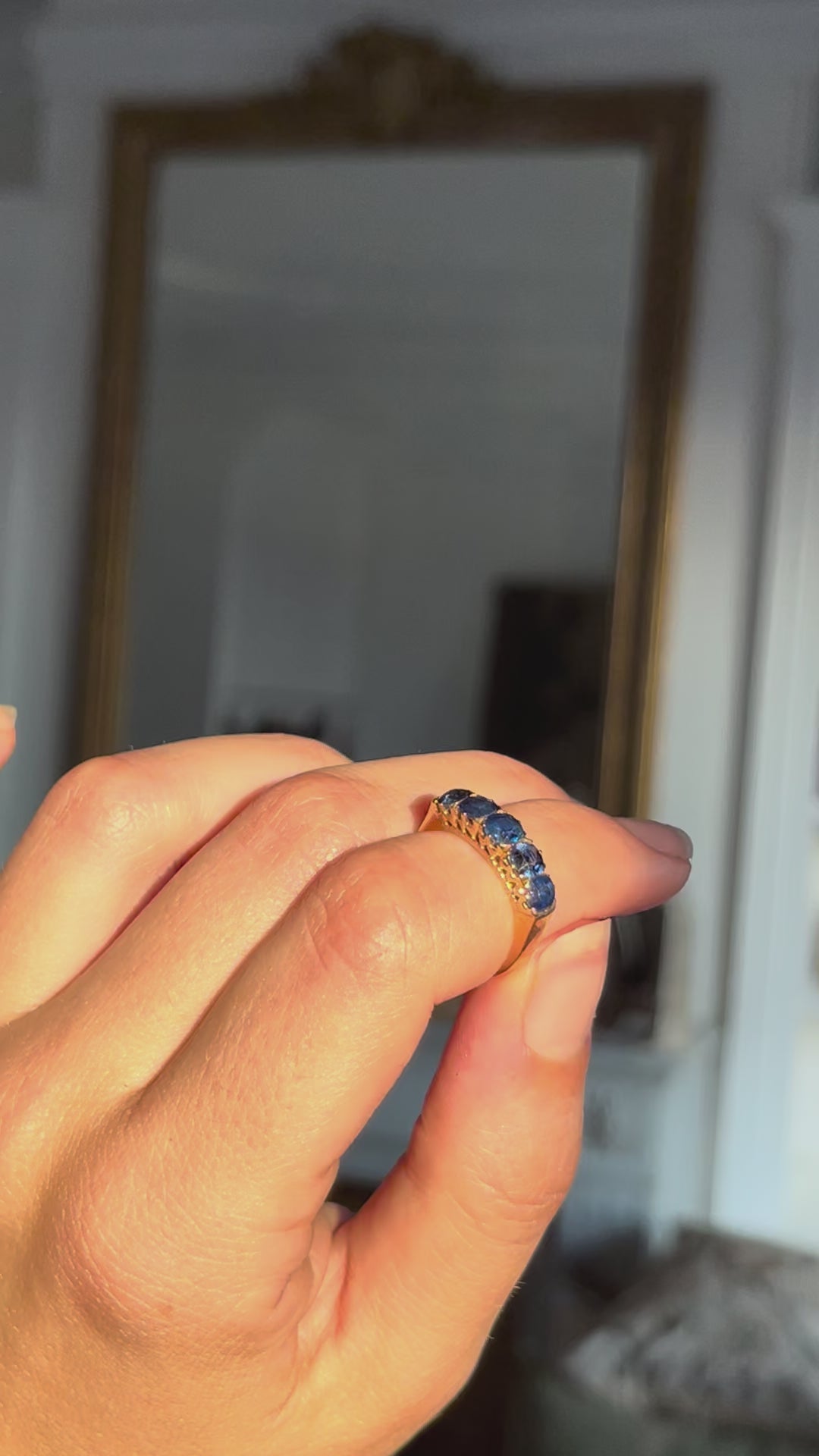 Natural Sapphire 18ct Pink Gold Band | 1.86ctw | French c.1910