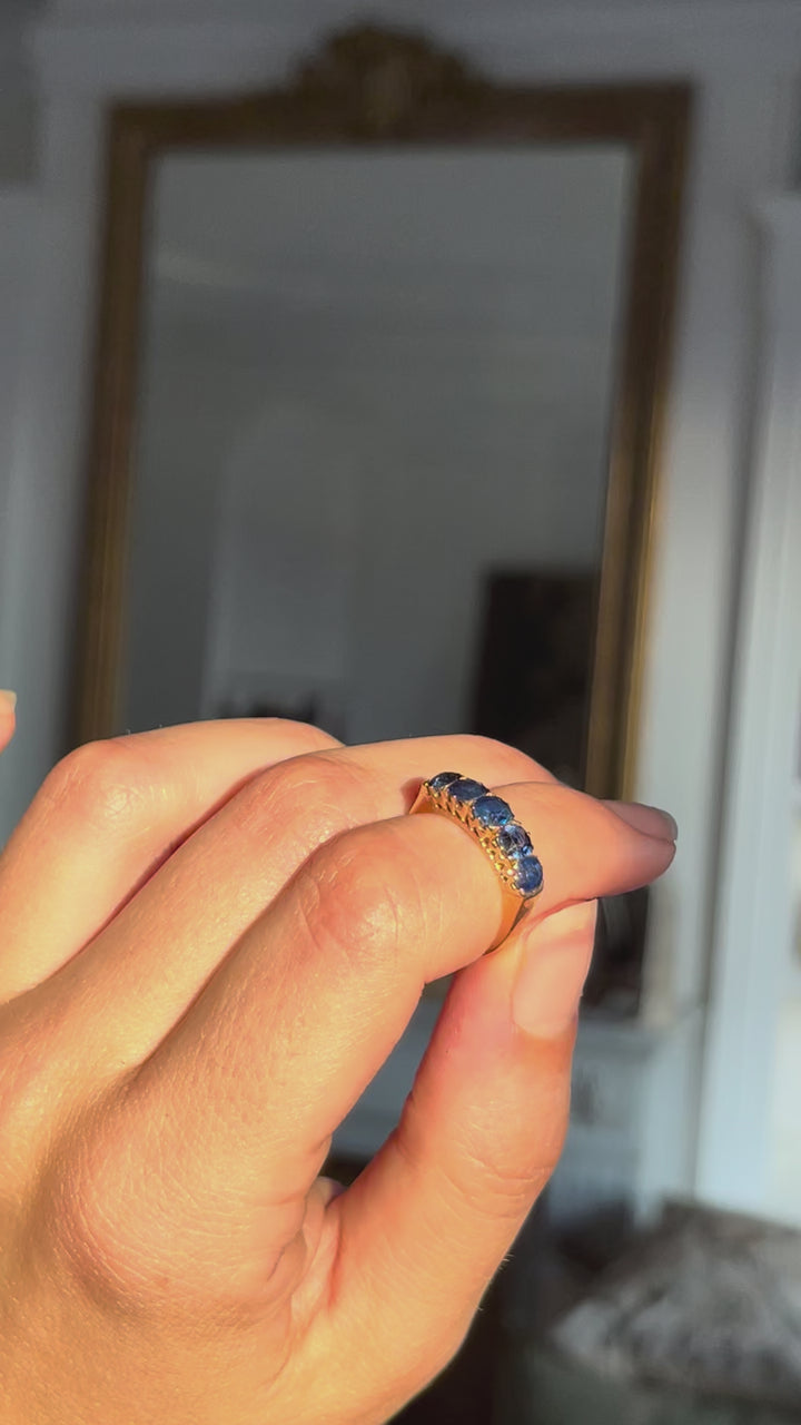 Natural Sapphire 18ct Pink Gold Band | 1.86ctw | French c.1910