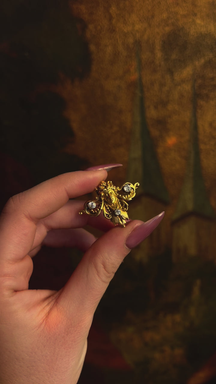 Exceptional French 18ct Art Nouveau Goddess Brooch 'Queen of Sheba'