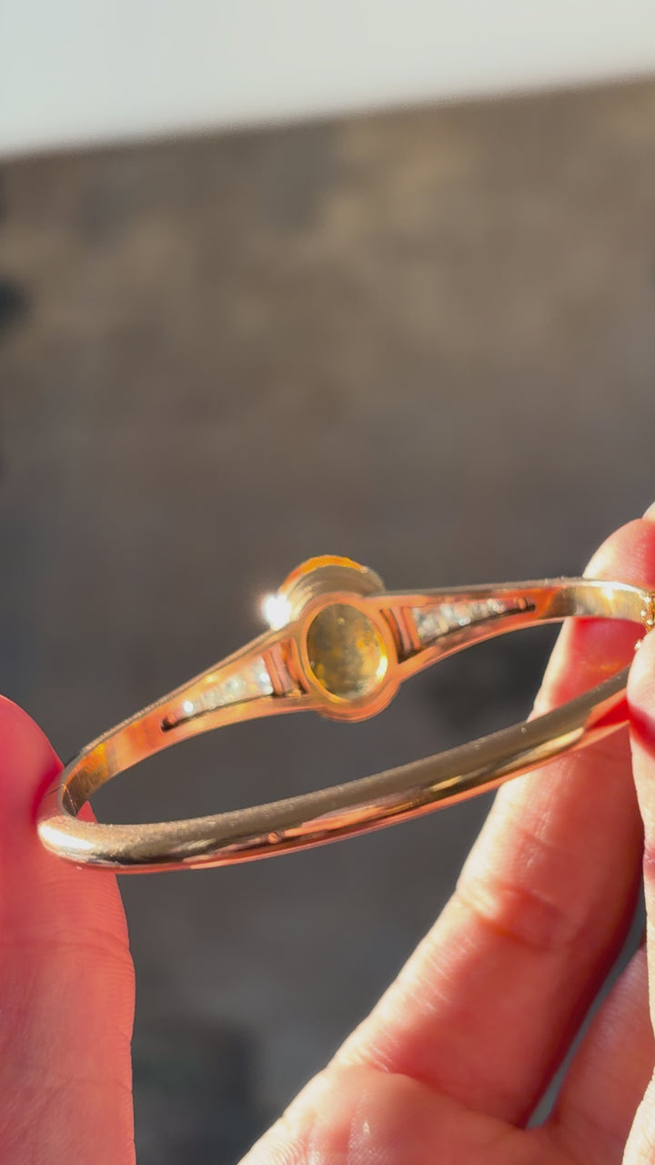 French Belle Époque Citrine & Diamond Bangle in 18ct Gold and Platinum, Circa 1890