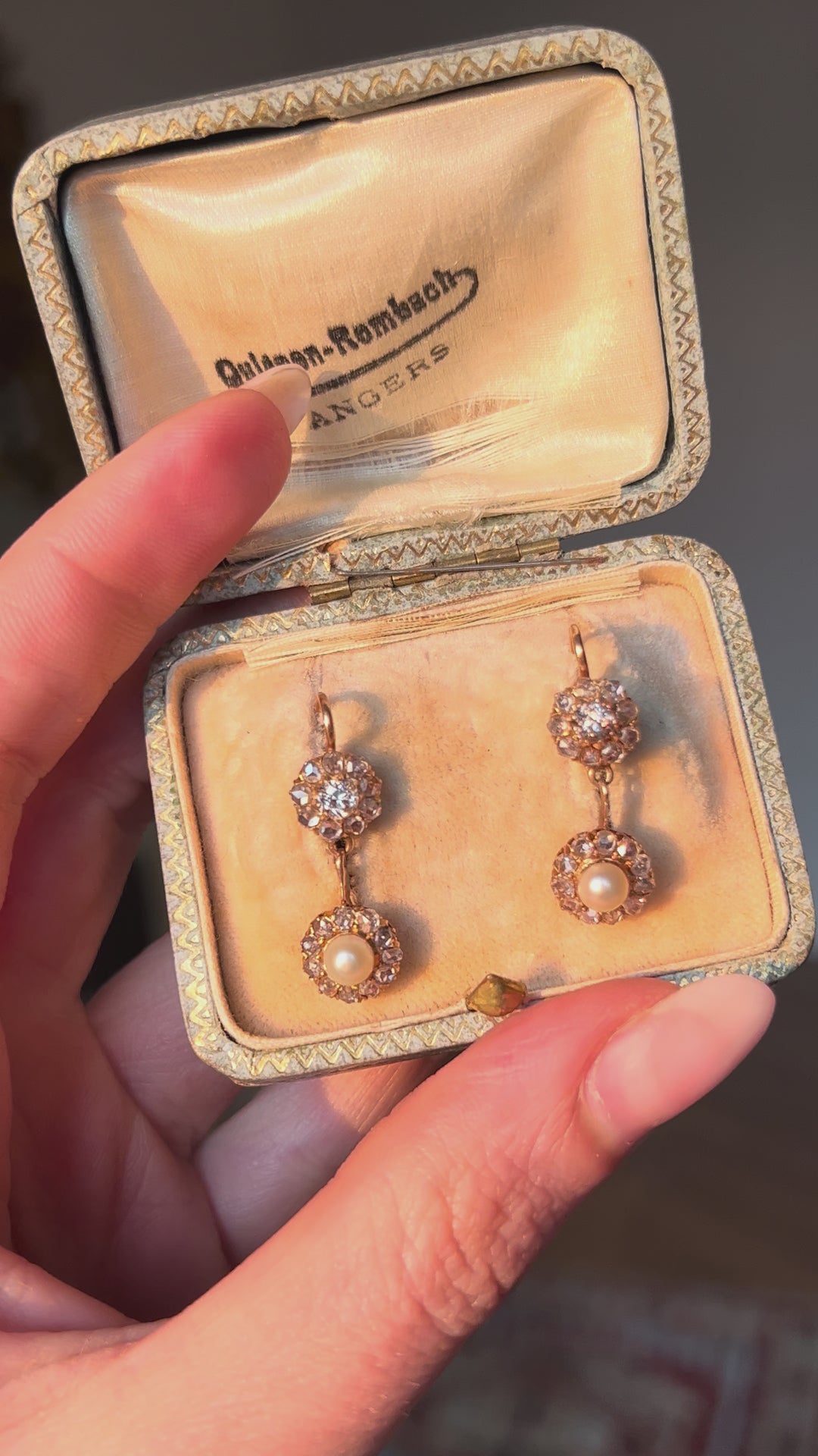 Exceptional Natural Pearl & Diamond Double Daisy Earrings in 18ct