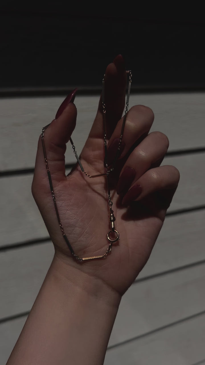 14ct Edwardian Two Tone White and Pink Gold Watch Chain