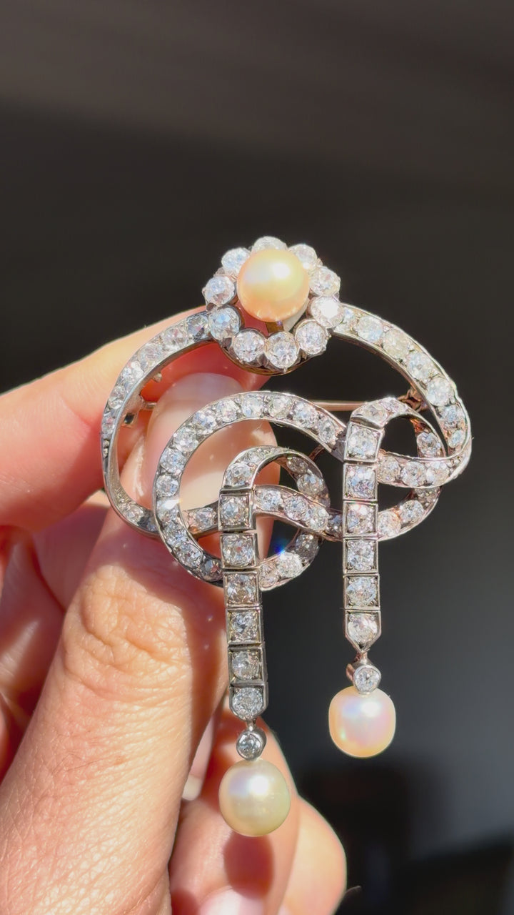 Outstanding Natural 3 Pearl Brooch with GIA Certification