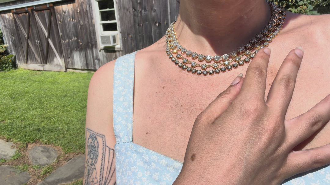 Belle Époque Platinum-Topped 18ct OEC Diamond Rivière | 23.52ctw 48 Stones | 15.75"