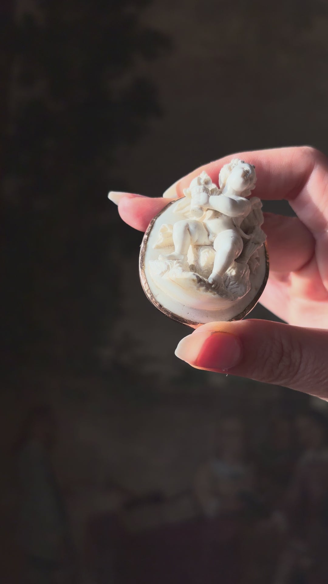 Figural High Relief White Lava Cameo of Cupid Pouring Wine, c. 1860