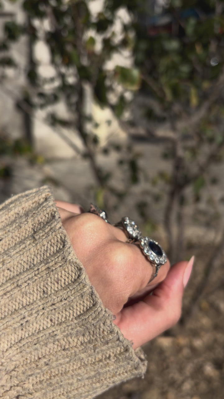 Edwardian Sapphire And Diamond Ring in Platinum