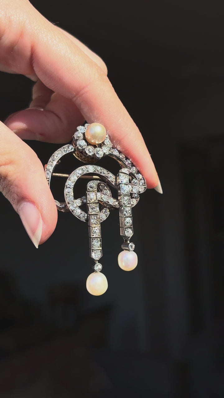Outstanding Natural 3 Pearl Brooch with GIA Certification
