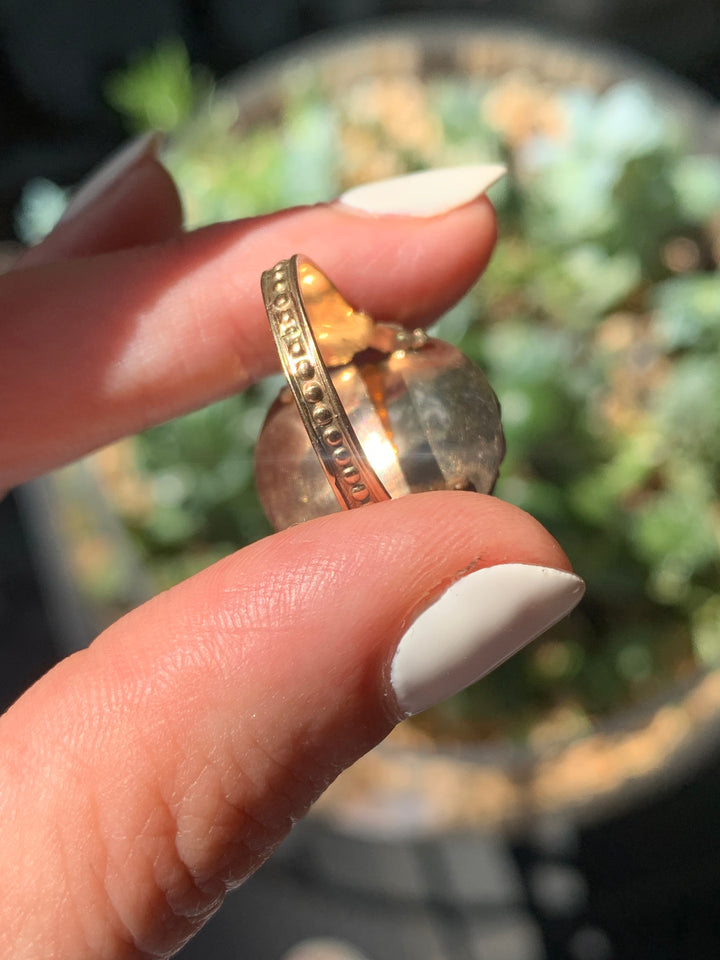 15k & Sterling Georgian Blue Paste Ring