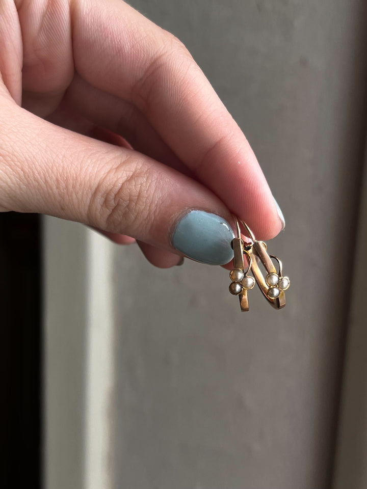 Extremely Rare Victorian 15k Pink Gold Clover Earrings