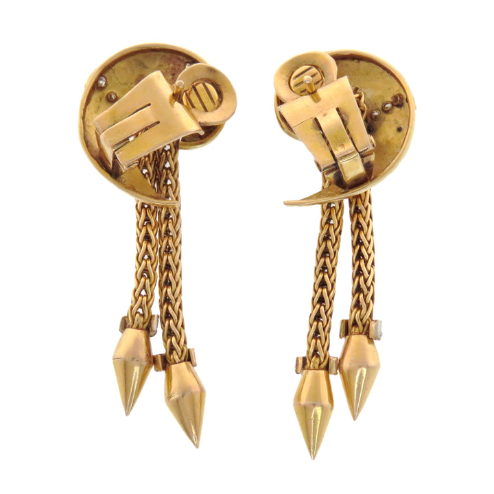 Exceptional Retro 14k Pink Gold and Diamond Earrings
