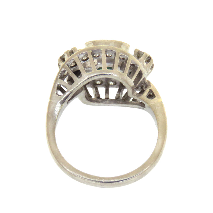 Emerald & Platinum Post-Deco Ring