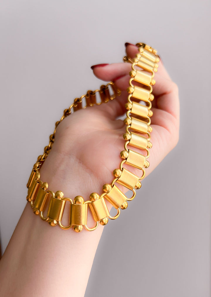 Sumptuous 18k Gold Over Jeweler's Brass Archaeological Revival Collar