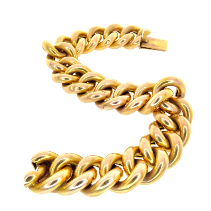 18k French Cuban Link Bracelet Circa 1880 *include red and green ribbon*
