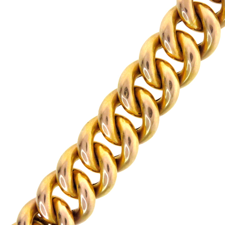 18k French Cuban Link Bracelet Circa 1880 *include red and green ribbon*