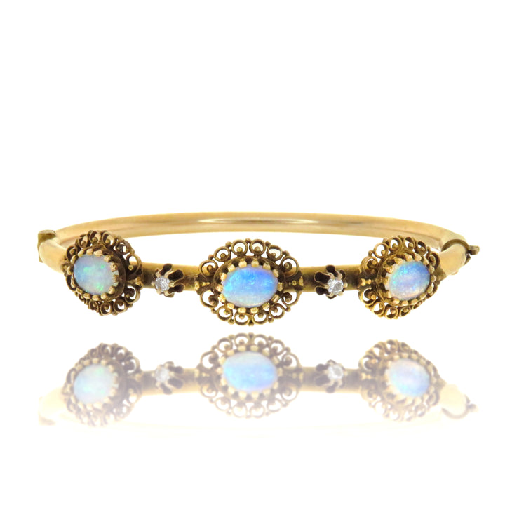 Australian Opal & Diamond Bangle