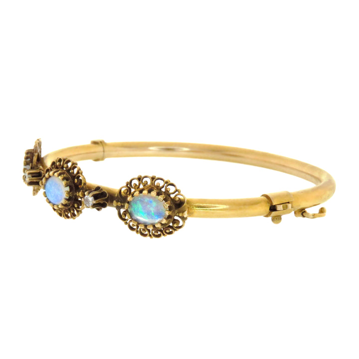 Australian Opal & Diamond Bangle