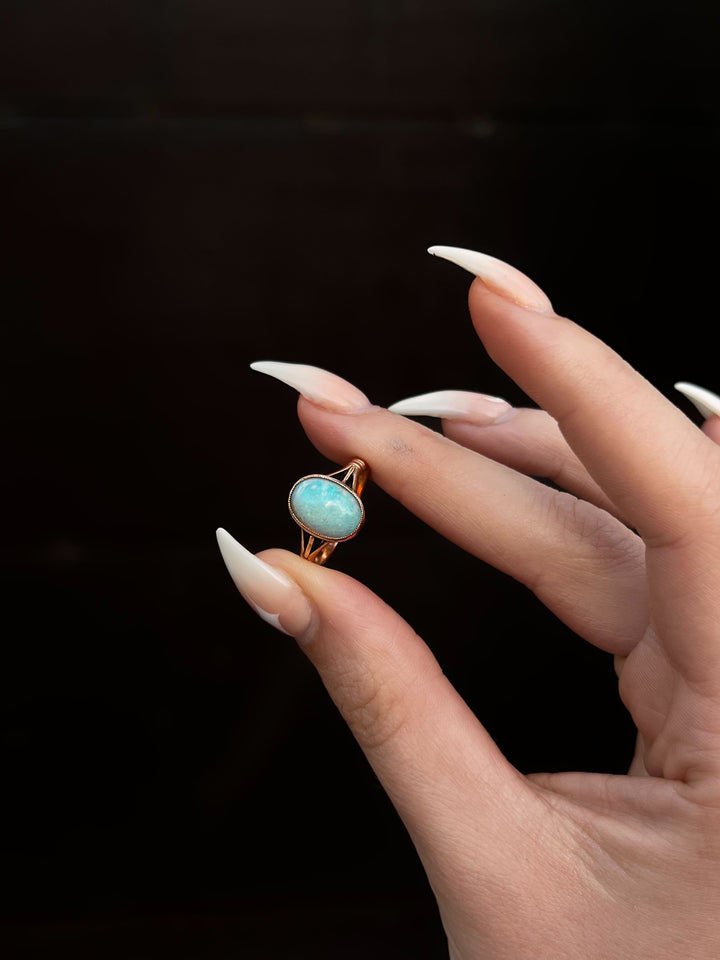 Edwardian Pink Gold Opal Solitaire