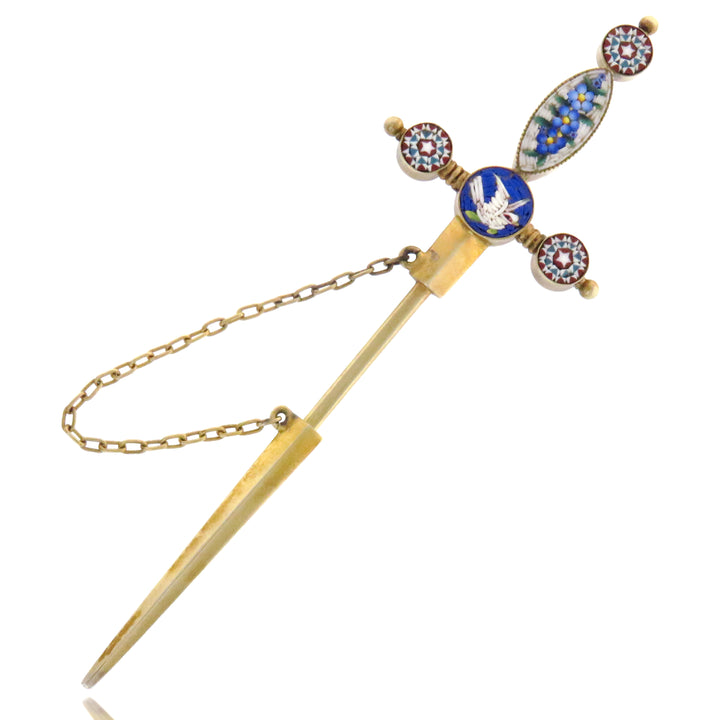 Micro-mosaic Jabot Sword Brooch