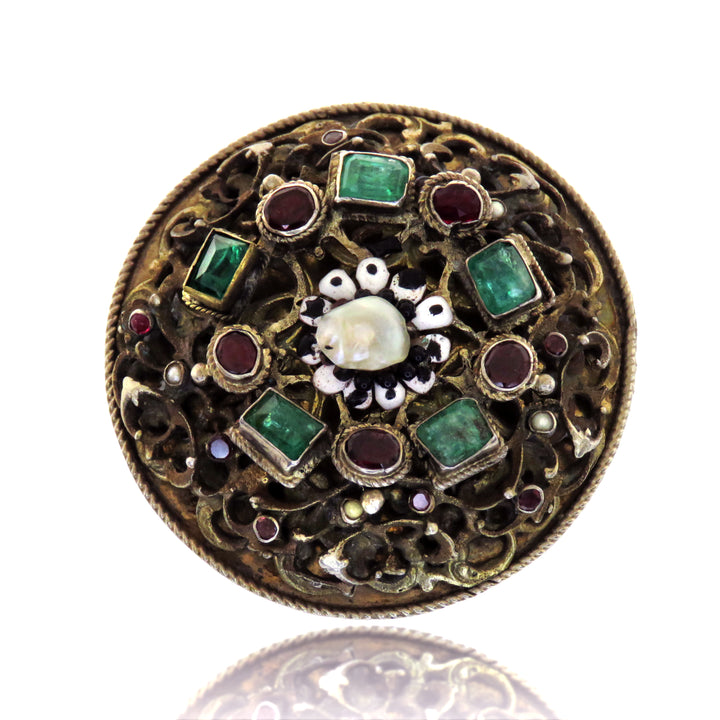 Fantastic Silver Over Austro-Hungarian Medallion Brooch +