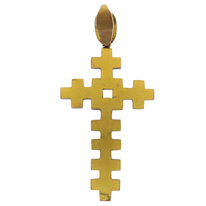 Victorian Pinchbeck Cross 1860’s with Natural Turquoise and Side-Set Black Onyx