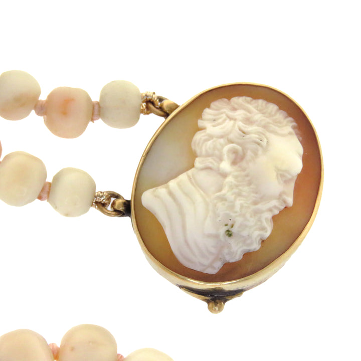 14k Cameo Angel Skin Coral Bracelet w/ Purple Ribbon