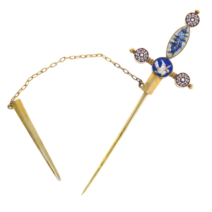 Micro-mosaic Jabot Sword Brooch