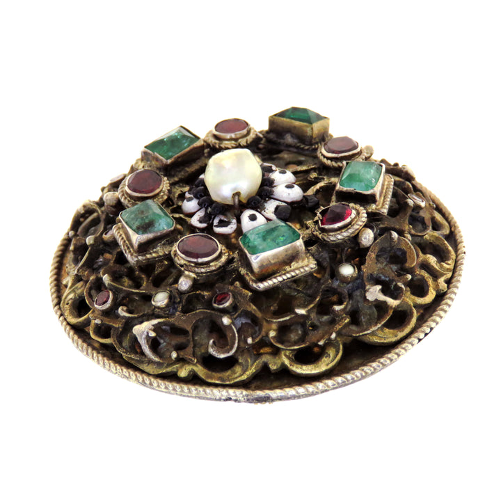 Fantastic Silver Over Austro-Hungarian Medallion Brooch +