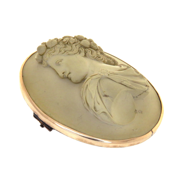14k Set Soft Grey Lava Cameo Persephone Circa 1870