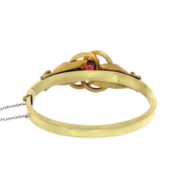 14ct Victorian Double Gloved Hand Bracelet with Pearl Haloed Garnet