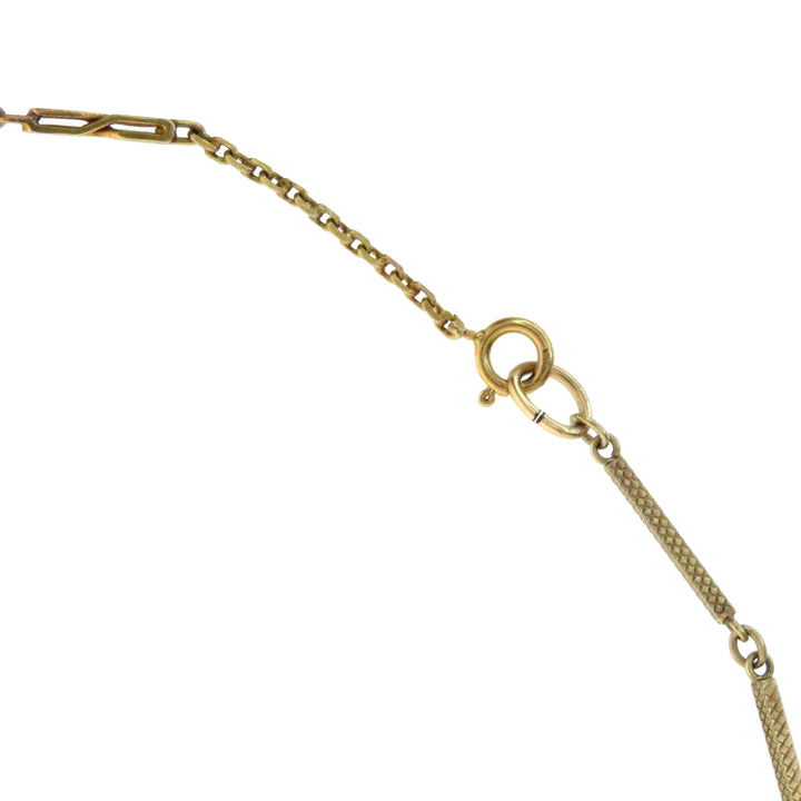 French 18k Cobalt Blue Enamel and Rose-Cut Diamond Necklace Circa 1890-1910