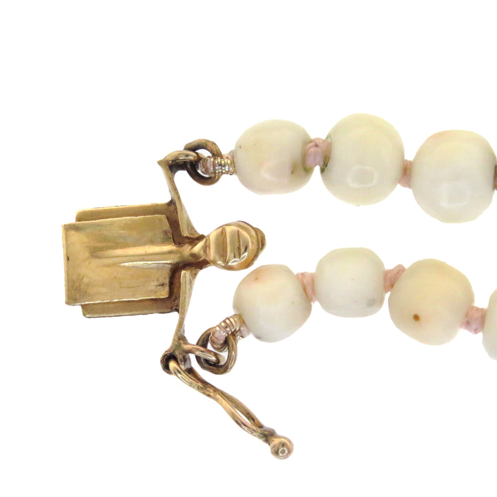 14k Cameo Angel Skin Coral Bracelet w/ Purple Ribbon