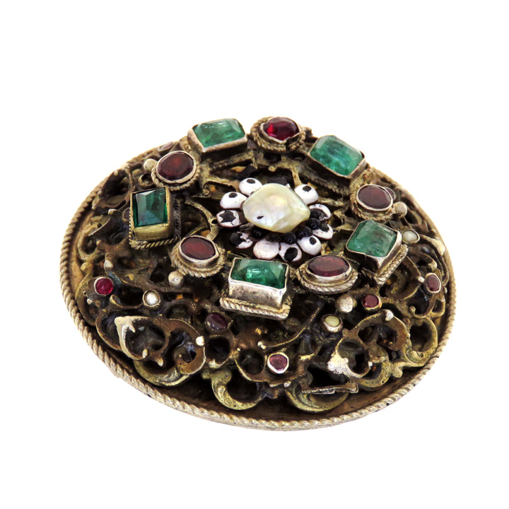 Fantastic Silver Over Austro-Hungarian Medallion Brooch +