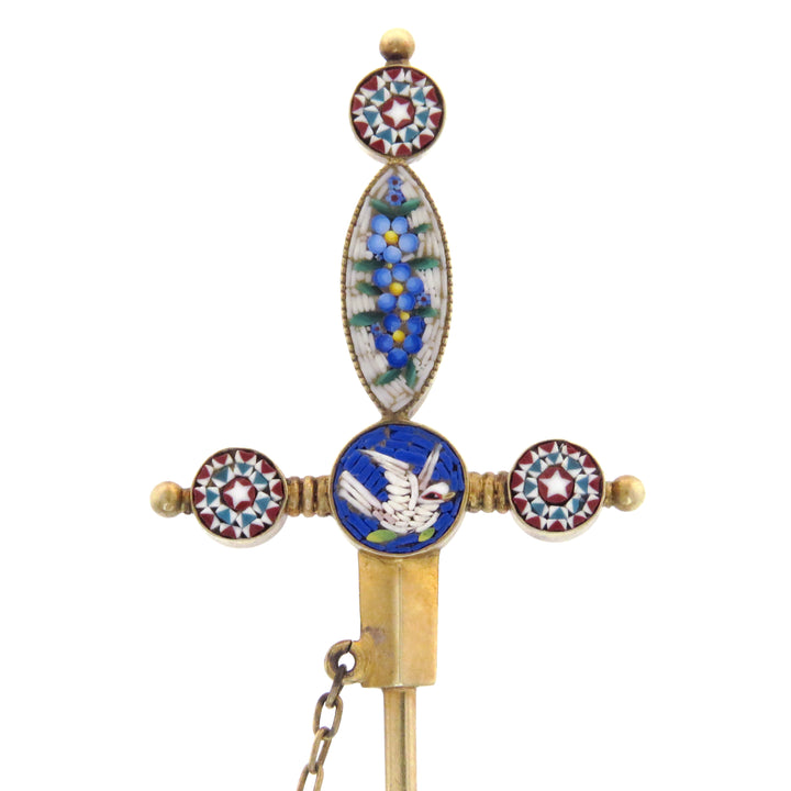 Micro-mosaic Jabot Sword Brooch