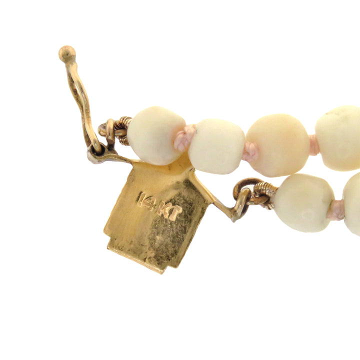 14k Cameo Angel Skin Coral Bracelet w/ Purple Ribbon