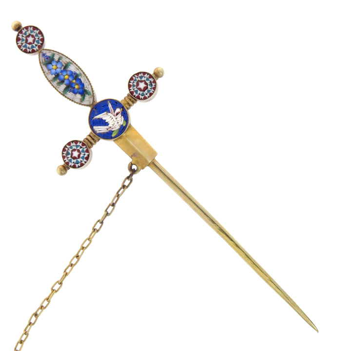 Micro-mosaic Jabot Sword Brooch