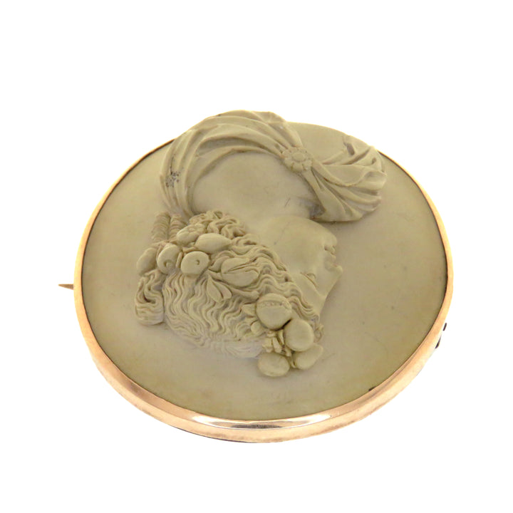 14k Set Soft Grey Lava Cameo Persephone Circa 1870