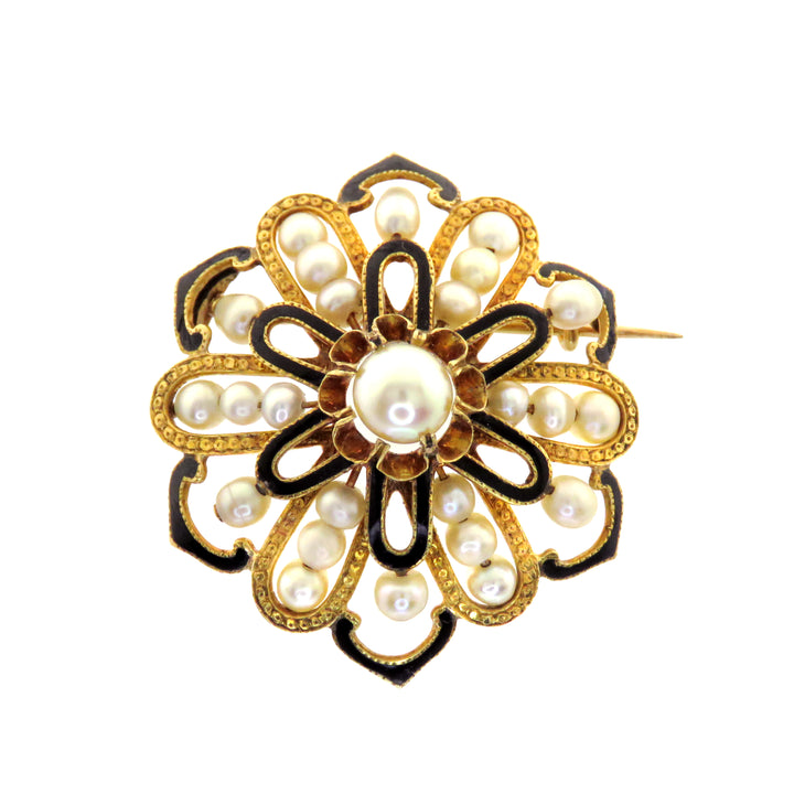 18ct Bosson Double Bracelet, Earrings, and Brooch Set in Original Box c. 1860