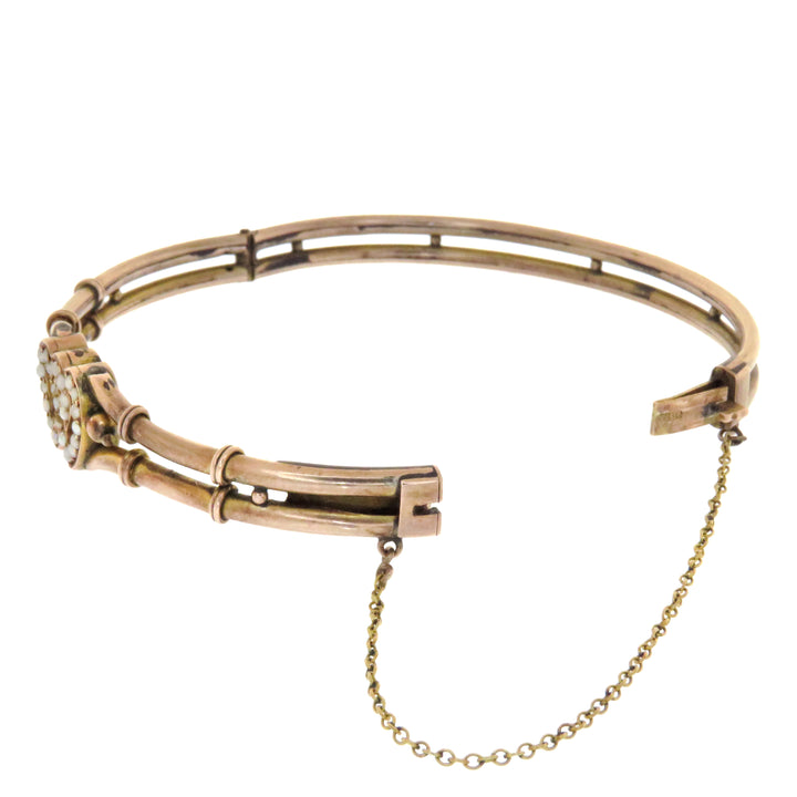 9k Pink Gold Double Pearl Heart Bracelet