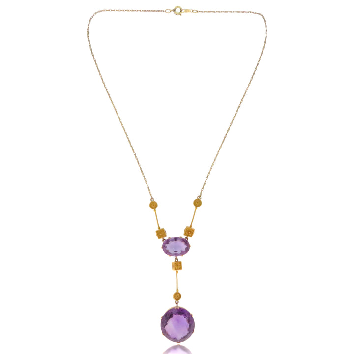 Outstanding Amethyst Necklace in 15k Circa 1879 *include ribbon*