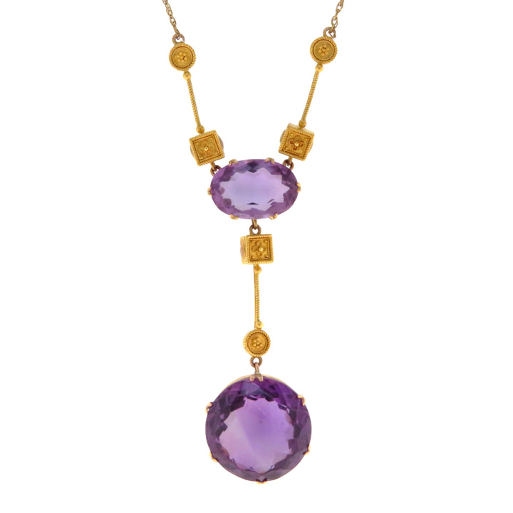 Outstanding Amethyst Necklace in 15k Circa 1879 *include ribbon*