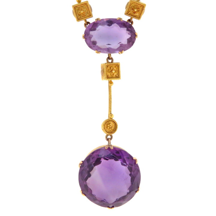 Outstanding Amethyst Necklace in 15k Circa 1879 *include ribbon*